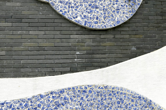 青花瓷青砖创意墙素材