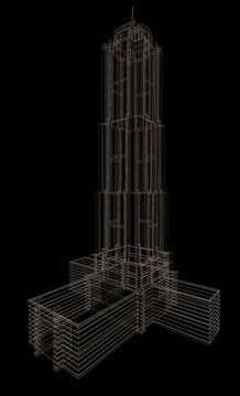 房地产3D建筑模型线稿