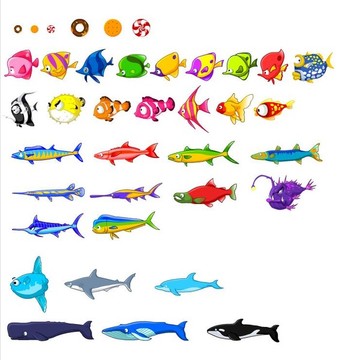 32种鱼和游动动画
