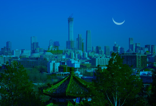 北京中央商务区月色