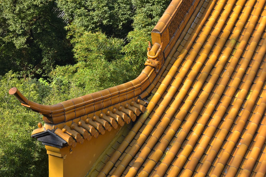 佛教建筑 黄色琉璃瓦 屋顶