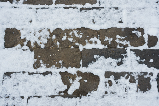 砖墙落雪