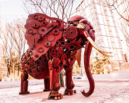 金属雕塑  大象
