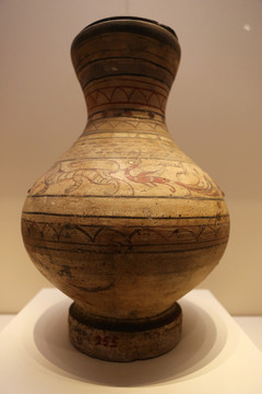 西汉时期彩绘龙虎纹陶壶