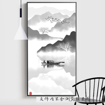 禅意水墨山水画