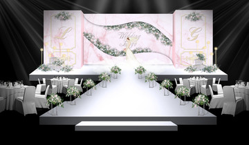 粉色大理石婚礼主舞台设计