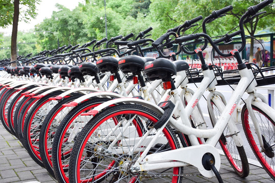 杭州单车 文明城市 整齐摆放