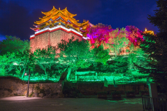 香格里拉独克宗古城夜景