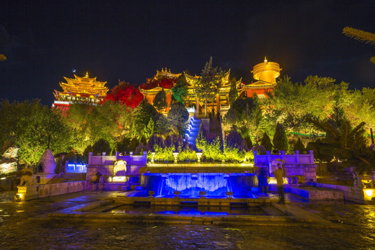 香格里拉独克宗古城夜景