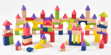 木质玩具 木质彩色积木城堡