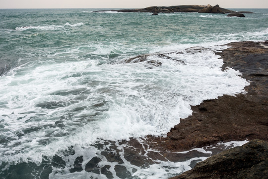 大海 海浪与礁石