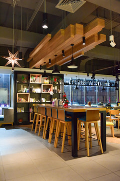 咖啡馆 书吧 西餐厅 木材
