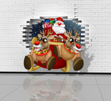 3D圣诞壁画 立体画