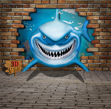 3D鲨鱼壁画