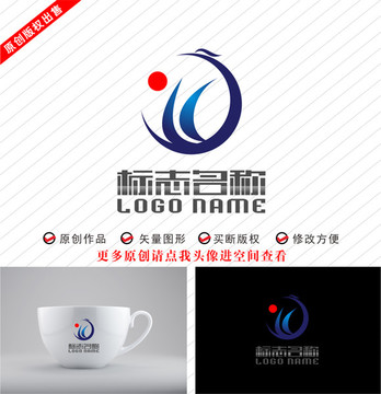 凤凰红日帆船标志企业logo