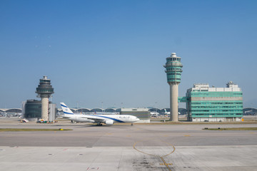 机场塔台 香港机场 飞机