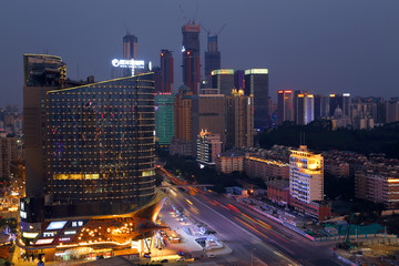 南宁城市风光东盟商务区夜景