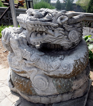 盘龙 石雕 古董 寺庙 灵山寺