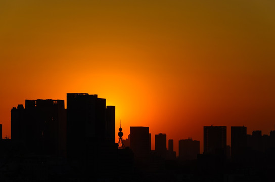 城市日落