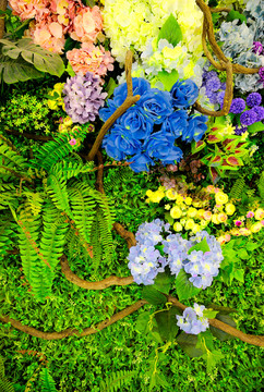 鲜花绿叶背景