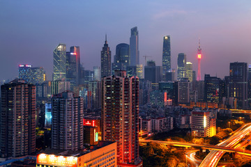 广州珠江新城建筑风光夜景