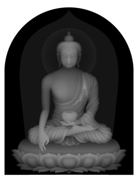 藏式佛像唐卡浮雕灰度释迦摩尼2