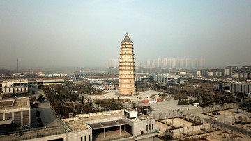 航拍崇文塔中国最高砖塔