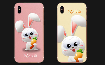 兔子 苹果手机壳设计手绘图案