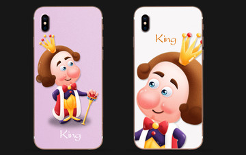 国王 苹果X手机壳手绘图案印花