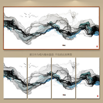 水墨画 客厅沙发水墨画背景