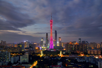 广州珠江新城风光广州塔夜景