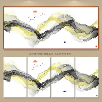 水墨画 新中式客厅沙发水墨装饰