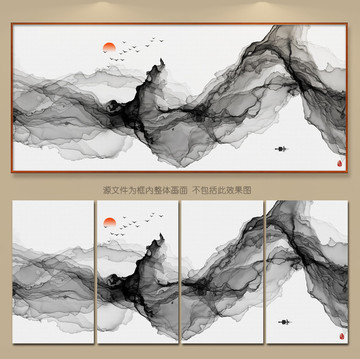 新中式客厅沙发书房水墨画 禅意