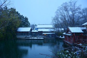 江南古建筑雪景