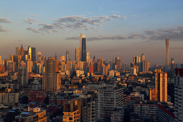 广州珠江新城城市建筑黄昏