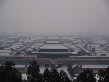 雪后的北京故宫全景