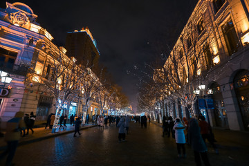 哈尔滨 中央大街 夜景 街景