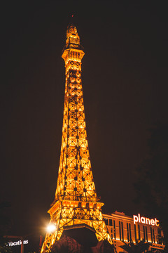 拉斯维加斯埃菲尔铁塔夜景