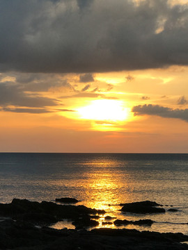 海边日落 夕阳海景 海上落日