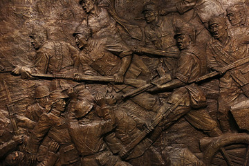 抗日战争万家岭大战中国士兵雕像