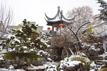 江南园林雪景