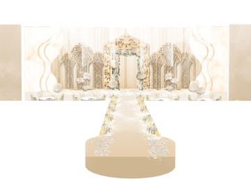 欧式香槟色大理石婚礼舞台效果图