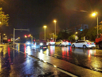 雨夜城市马路