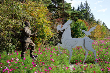 猎人与鹿 雕塑