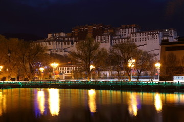 西藏拉萨布达拉宫夜景