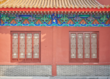 中式古建窗户 琉璃瓦