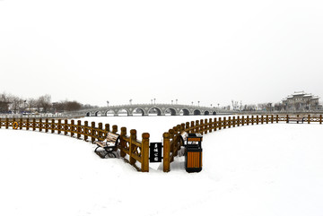 银川景城公园雪景