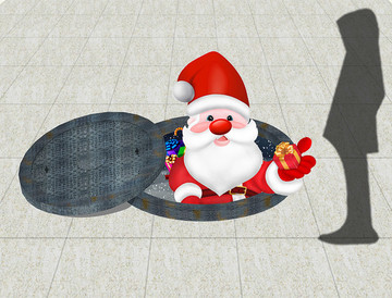 3D圣诞老人地板画