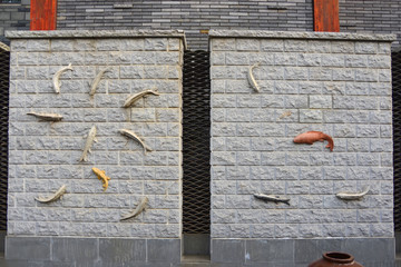 文化墙 装饰墙 鲤鱼池塘