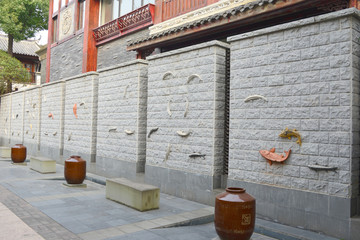 文化墙 装饰墙 鲤鱼池塘